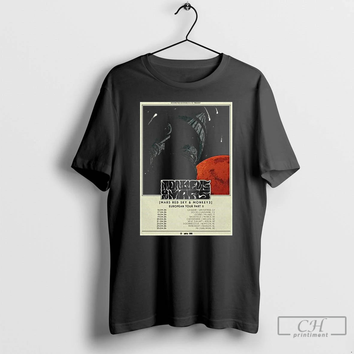 Classic Monkey3 And Mars Red Sky European Tour 2026 Long Sleve T Shirts Hoodie Sweatshirt | PurePodTees.com