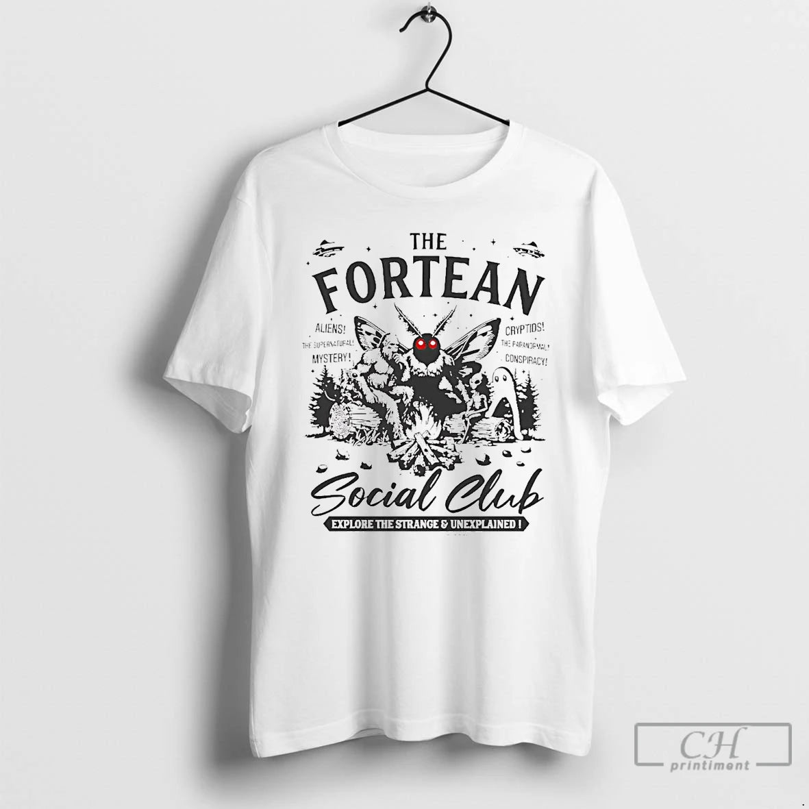 Classic Mothman Fortean Social Club Explore The Strange And Unexplained T Shirts Hoodie Sweatshirt | PurePodTees.com