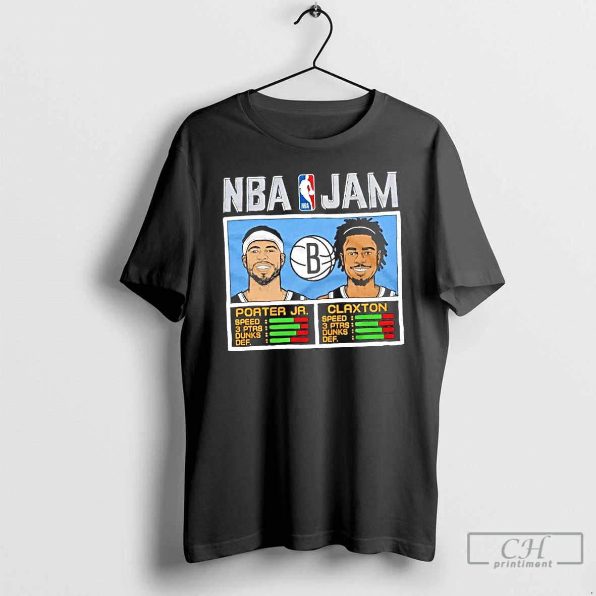 Classic Nba Jam Brooklyn Nets Porter Jr And Claxton T Shirts Hoodie Sweatshirt | PurePodTees.com