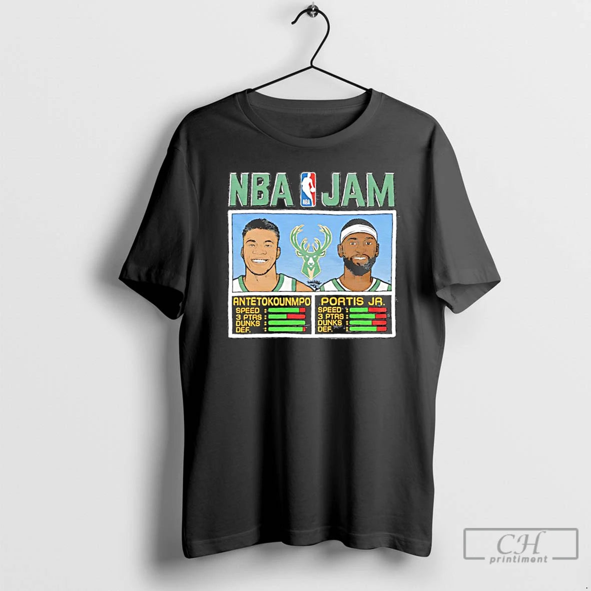 Classic Nba Jam Giannis Antetokounmpo And Bobby Portis Jr Milwaukee Bucks Graphic T Shirts Hoodie Sweatshirt