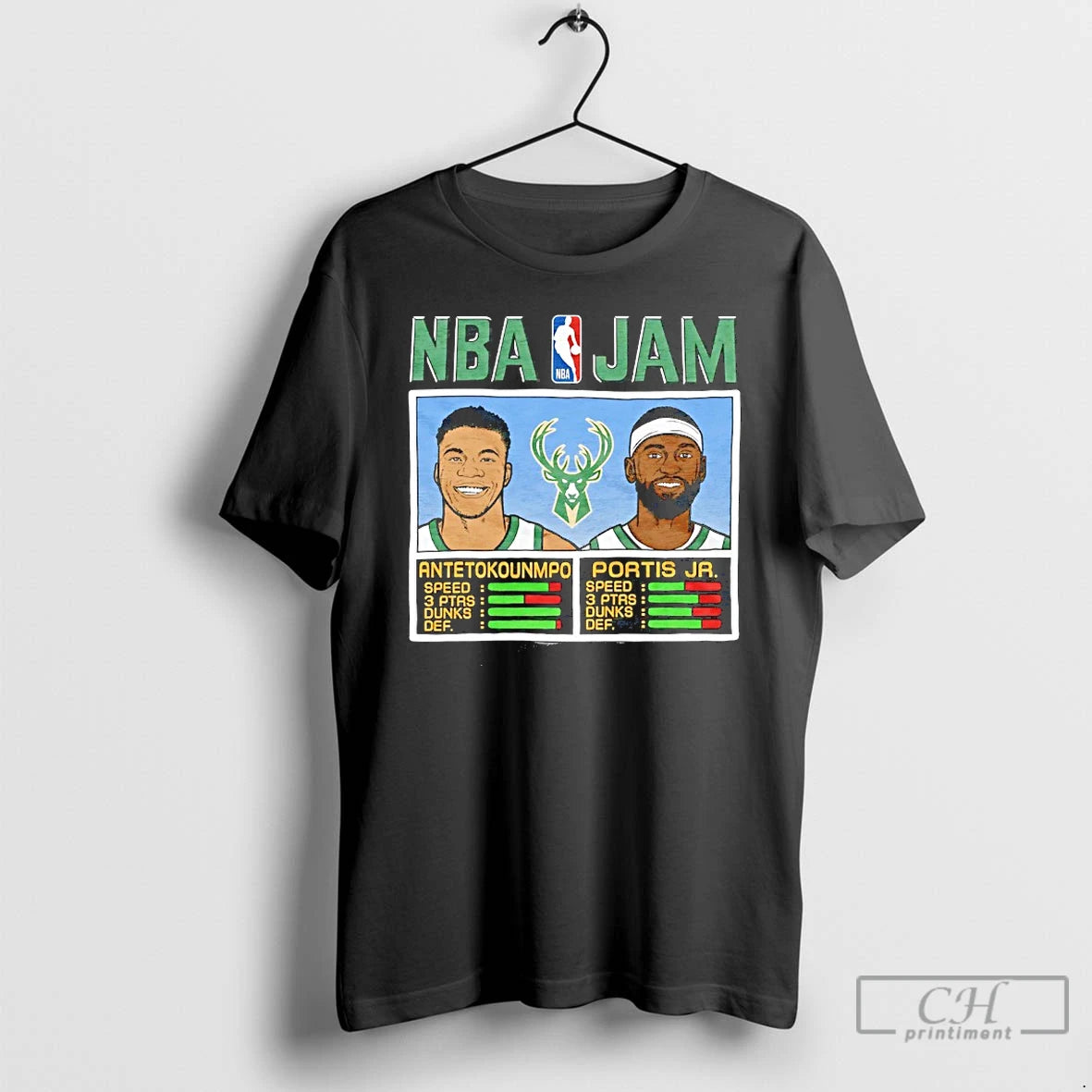 Classic Nba Jam Milwaukee Bucks Antetokounmpo And Portis Jr T Shirts Hoodie Sweatshirt | PurePodTees.com