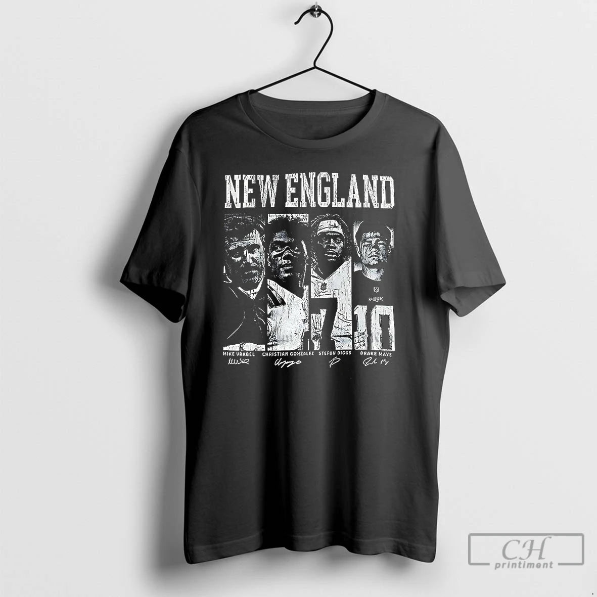 Classic New England Mike Vrabel Christian Gonzalez Stefon Diggs And Drake Maye Signature T Shirts Hoodie Sweatshirt