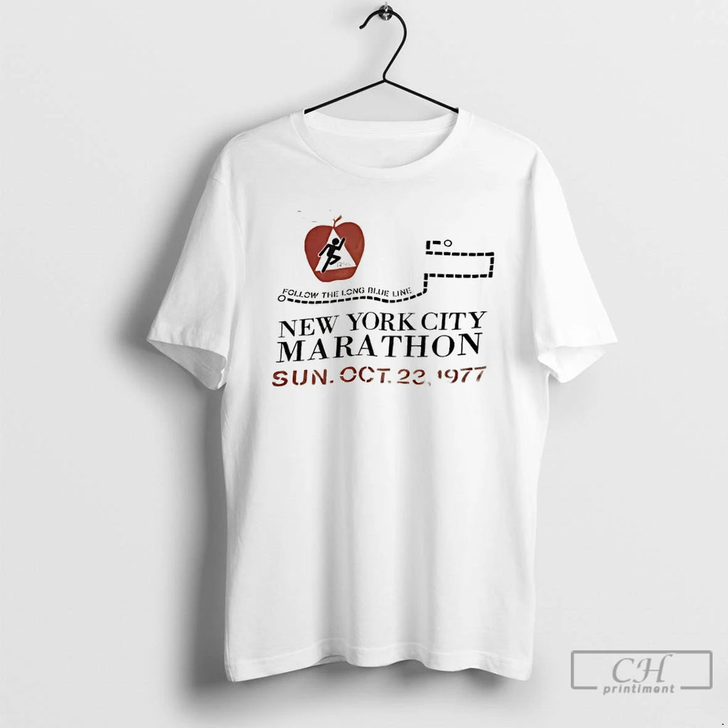 Classic New York City Marathon Follow The Long Blue Line T Shirts Hoodie Sweatshirt | PurePodTees.com