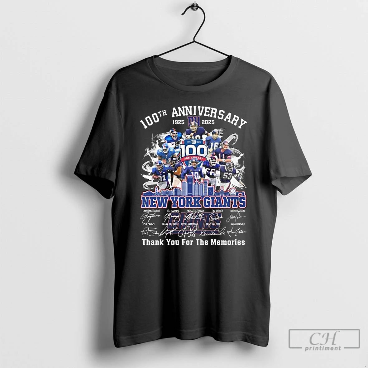 Classic New York Giants 100th Anniversary 1925 2025 Players Signatures Thank You For The Memories Shirt Hoodie Sweatshirt