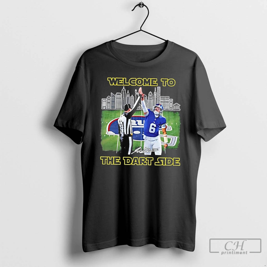 Classic New York Giants Jaxson Dart Welcome To The Dart Side Skyline T Shirts