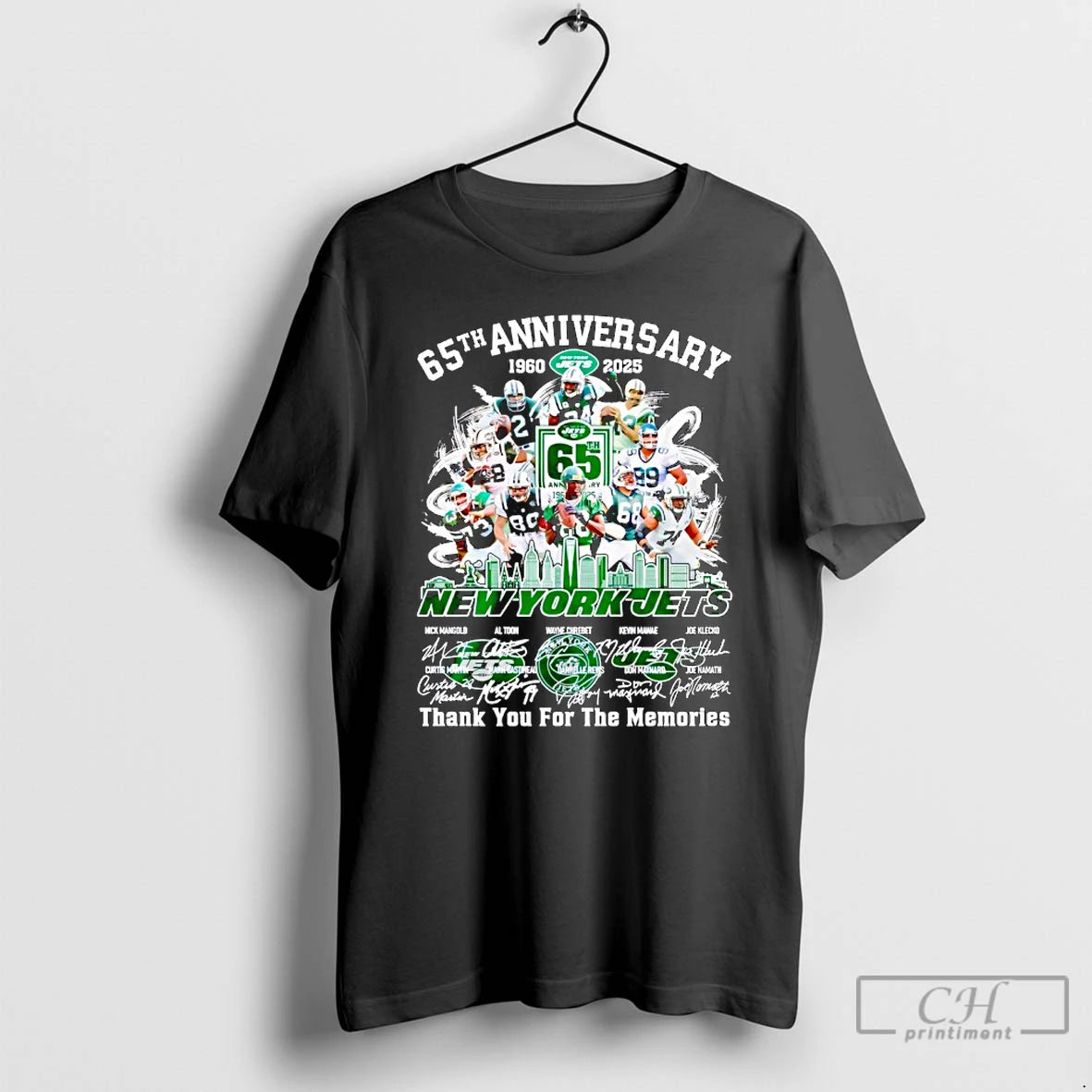 Classic New York Jets 65th Anniversary 1960 2025 Thank You For The Memories T Shirts Hoodie Sweatshirt | PurePodTees.com