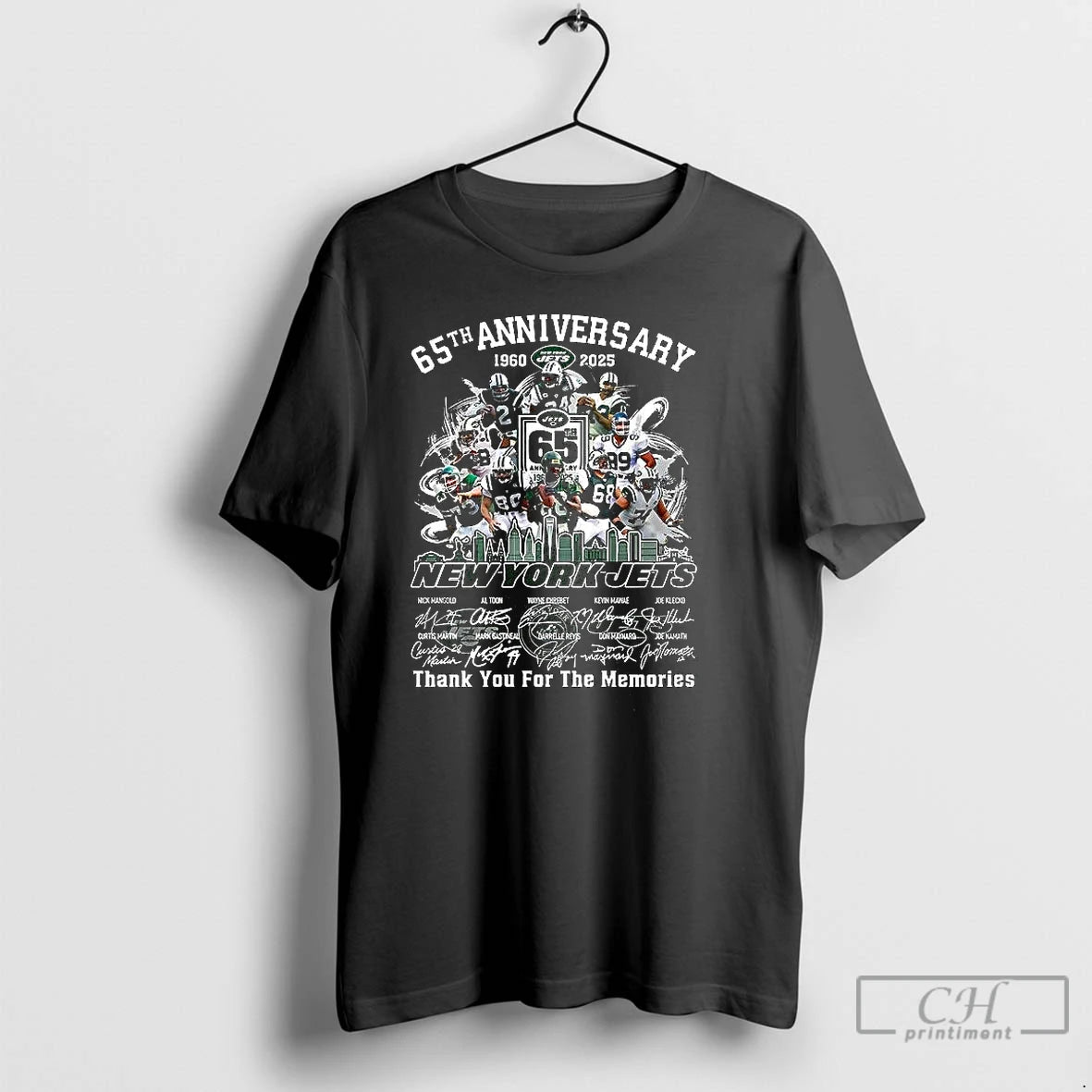 Classic New York Jets 65th Anniversary 1960 2025 Thank You For The Memories Signature Shirt Hoodie Sweatshirt
