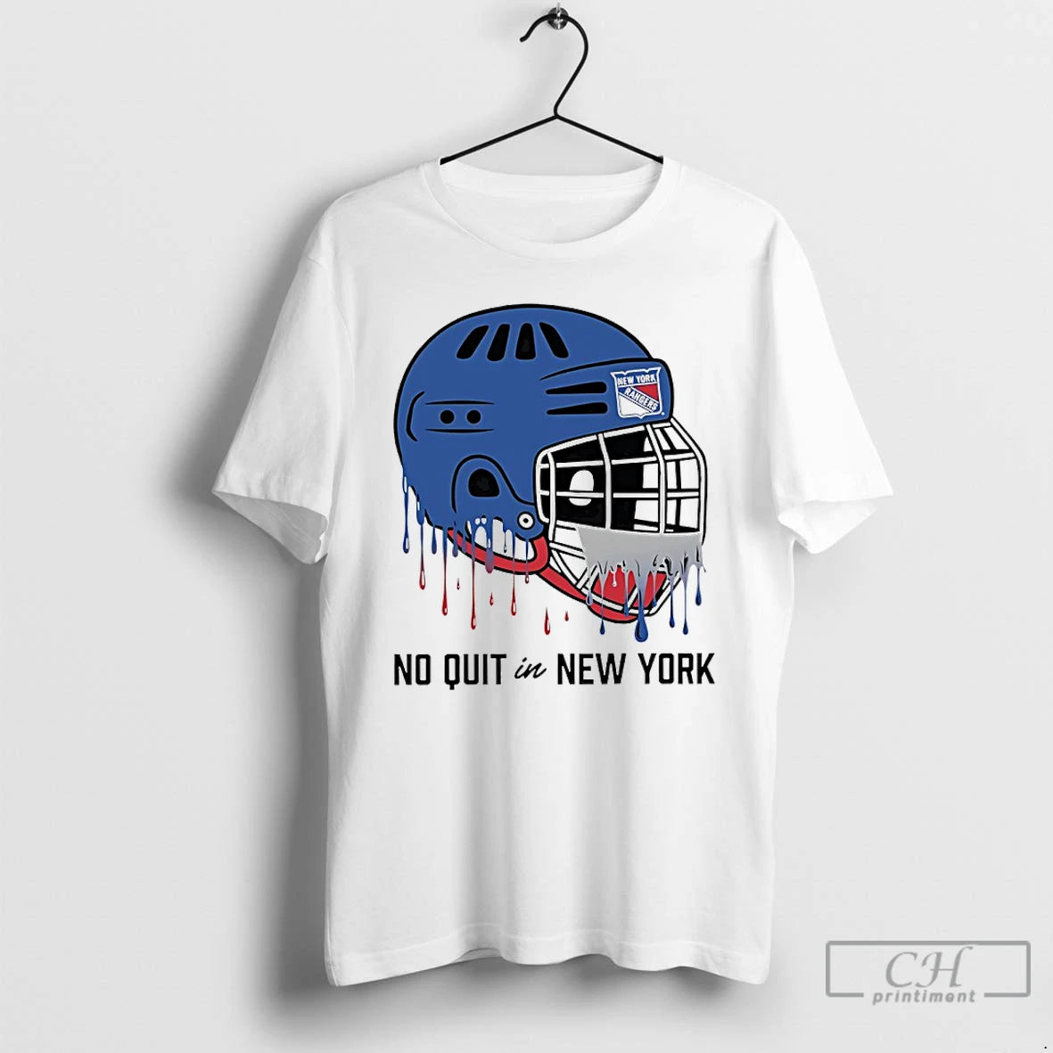 Classic New York Rangers No Quit In New York Helmet Graphic T Shirts Hoodie Sweatshirt | PurePodTees.com