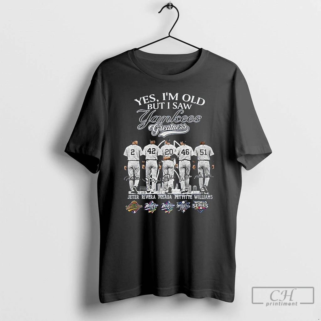 Classic New York Yankees Yes Im Old But I Saw Yankees Greatness Team 2025 Signatures Shirt Hoodie Sweatshirt