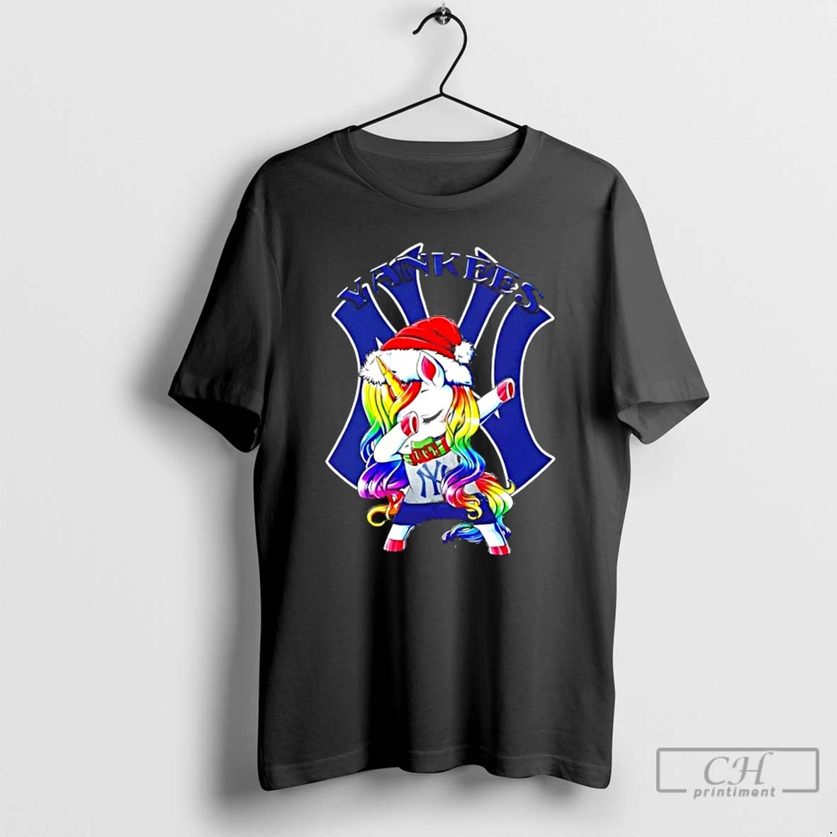 Classic New York Yankees X Unicorn Santa Hat Dabbing Merry Christmas T Shirts Hoodie Sweatshirt | PurePodTees.com