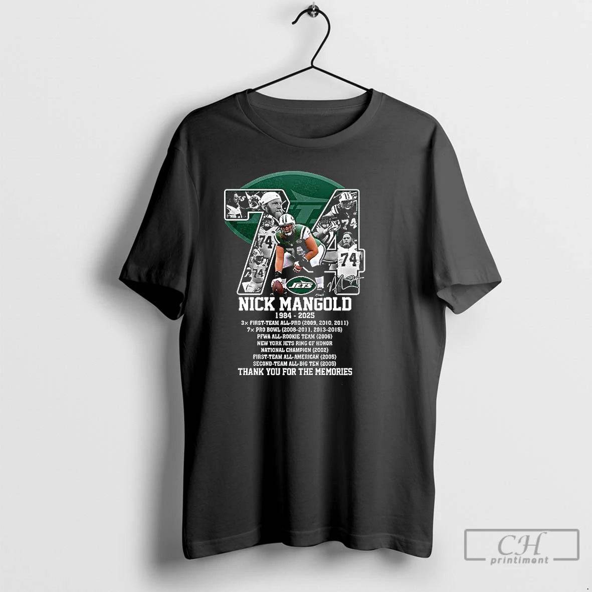 Classic Nick Mangold 74 Ny Jets 1984 2025 Thank You For The Memories Signature Shirt Hoodie Sweatshirt | PurePodTees.com