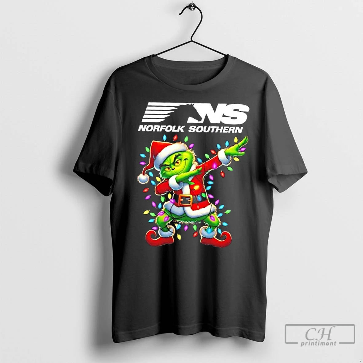 Classic Norfolk Southern Railway Grinch Dabbing Merry Christmas Shirt Hoodie Sweatshirt | PurePodTees.com