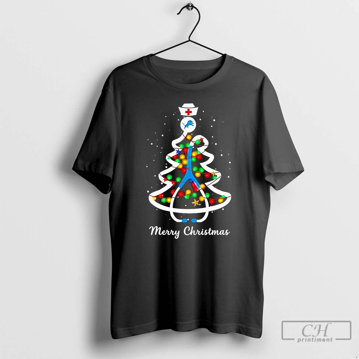 Classic Nurse Detroit Lions Merry Christmas T Shirts Hoodie Sweatshirt | PurePodTees.com