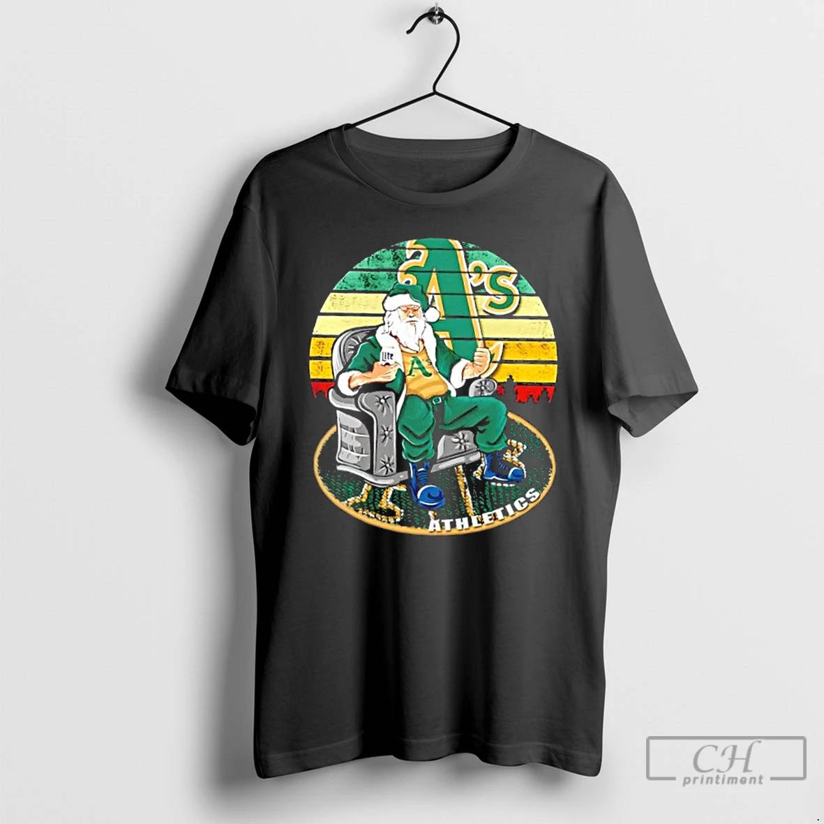 Classic Oakland Athletics X Santa Claus Christmas Vintage T Shirts Hoodie Sweatshirt | PurePodTees.com