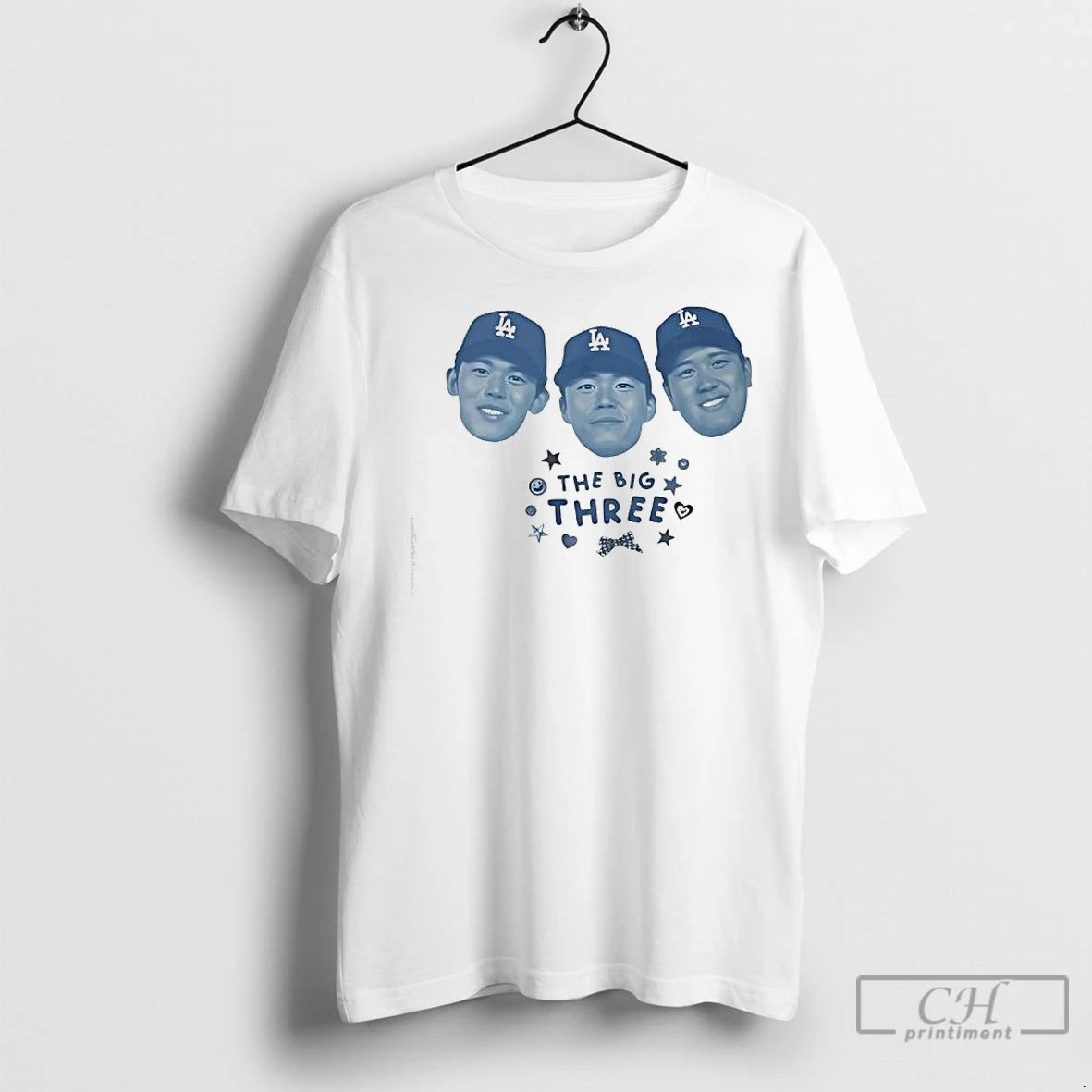 Classic Ohtani Yamamoto Sasaki The Big Three Face Players La Shirt Hoodie Sweatshirt | PurePodTees.com