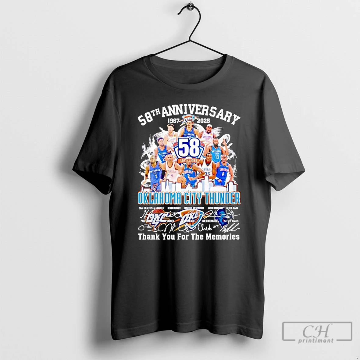 Classic Oklahoma City Thunder 58th Anniversary 1967 2025 Thank You For The Memories T Shirts Hoodie Sweatshirt