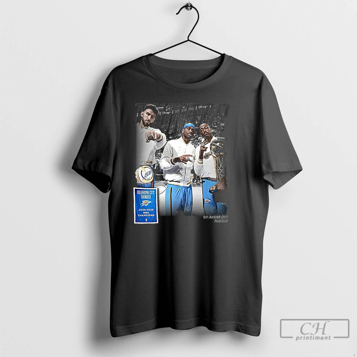 Classic Oklahoma City Thunder Nba Champions 2024 2025 Trophy Player T Shirts Hoodie Sweatshirt | PurePodTees.com