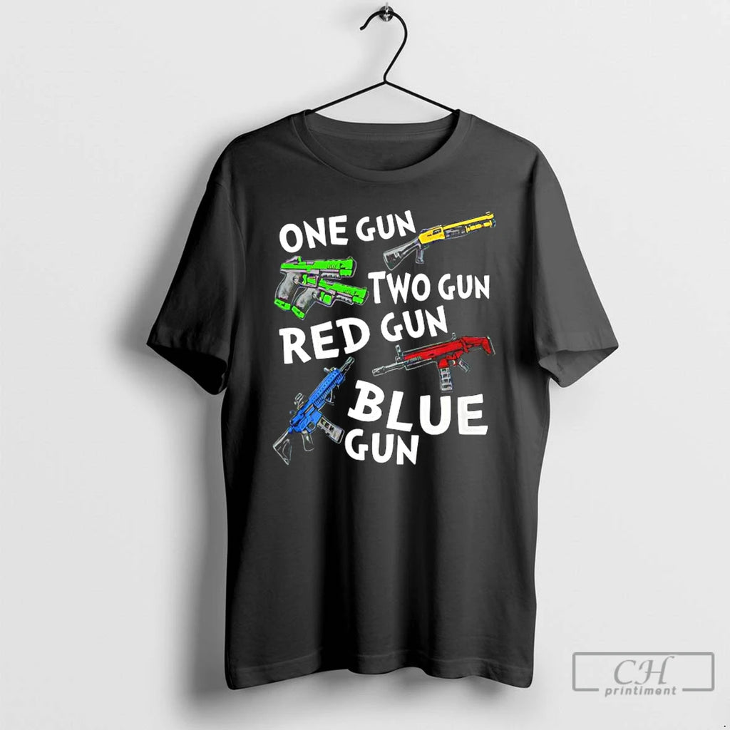 Classic One Gun Two Gun Red Gun Blue Gun T Shirts