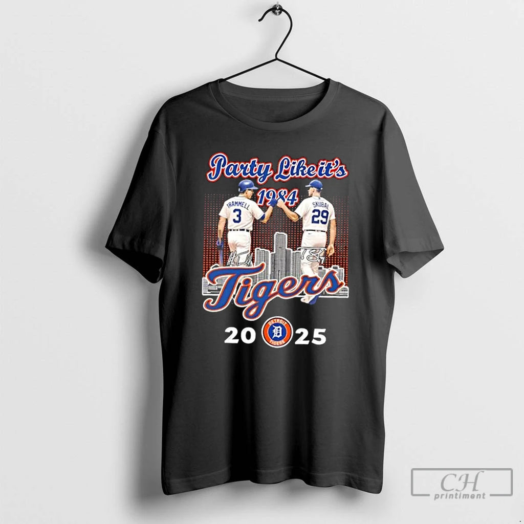 Classic Party Like Its 1984 Detroit Tigers Trammell X Skubal 2025 Skyline T Shirts