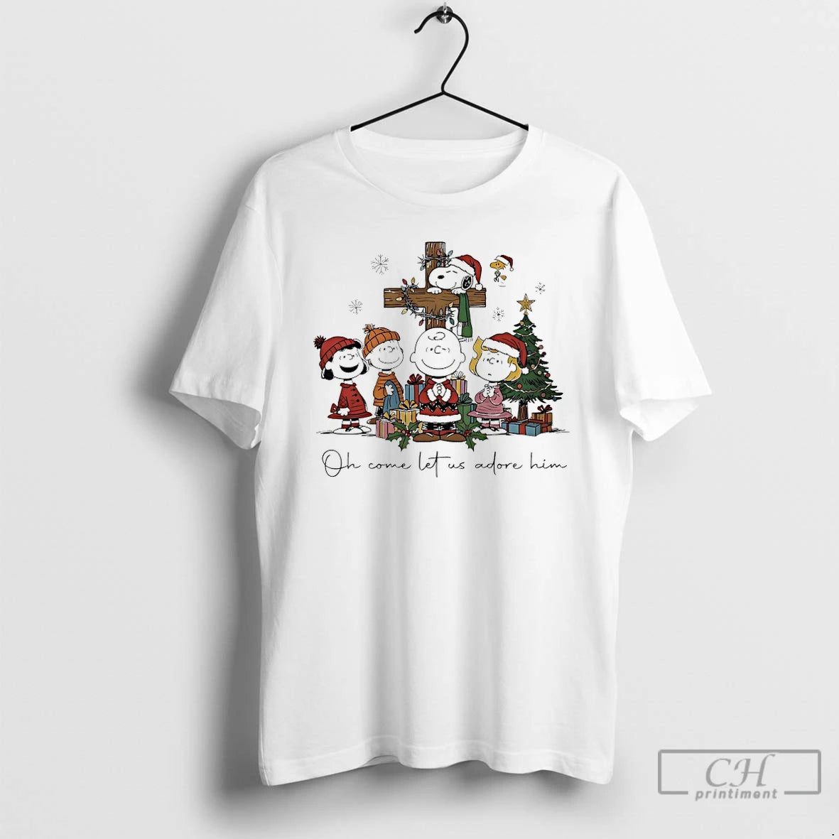 Classic Peanuts Christmas 2025 Oh Come Let Us Adore Him Shirt Hoodie Sweatshirt | PurePodTees.com