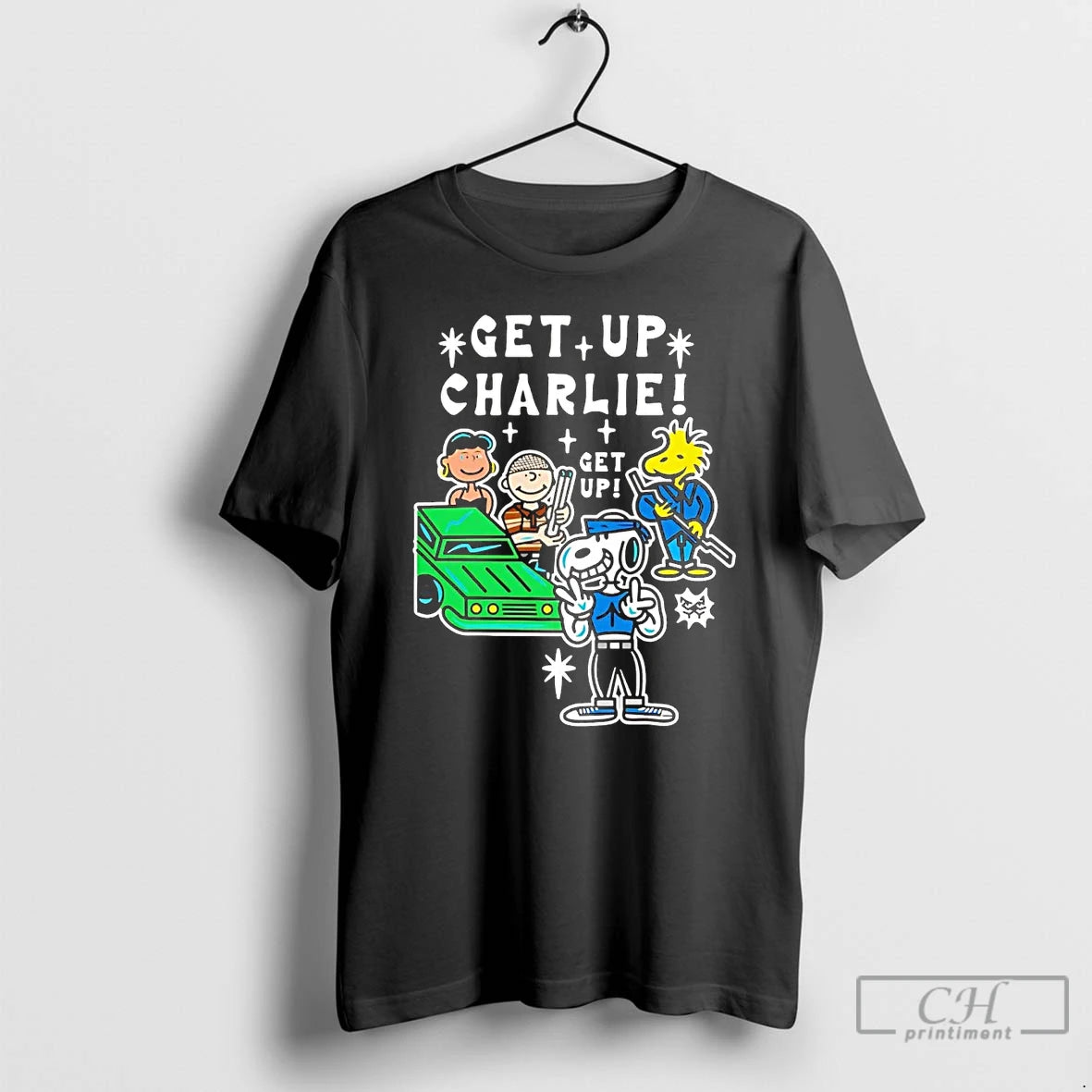 Classic Peanuts Gang Get Up Charlie T Shirts Hoodie Sweatshirt | PurePodTees.com