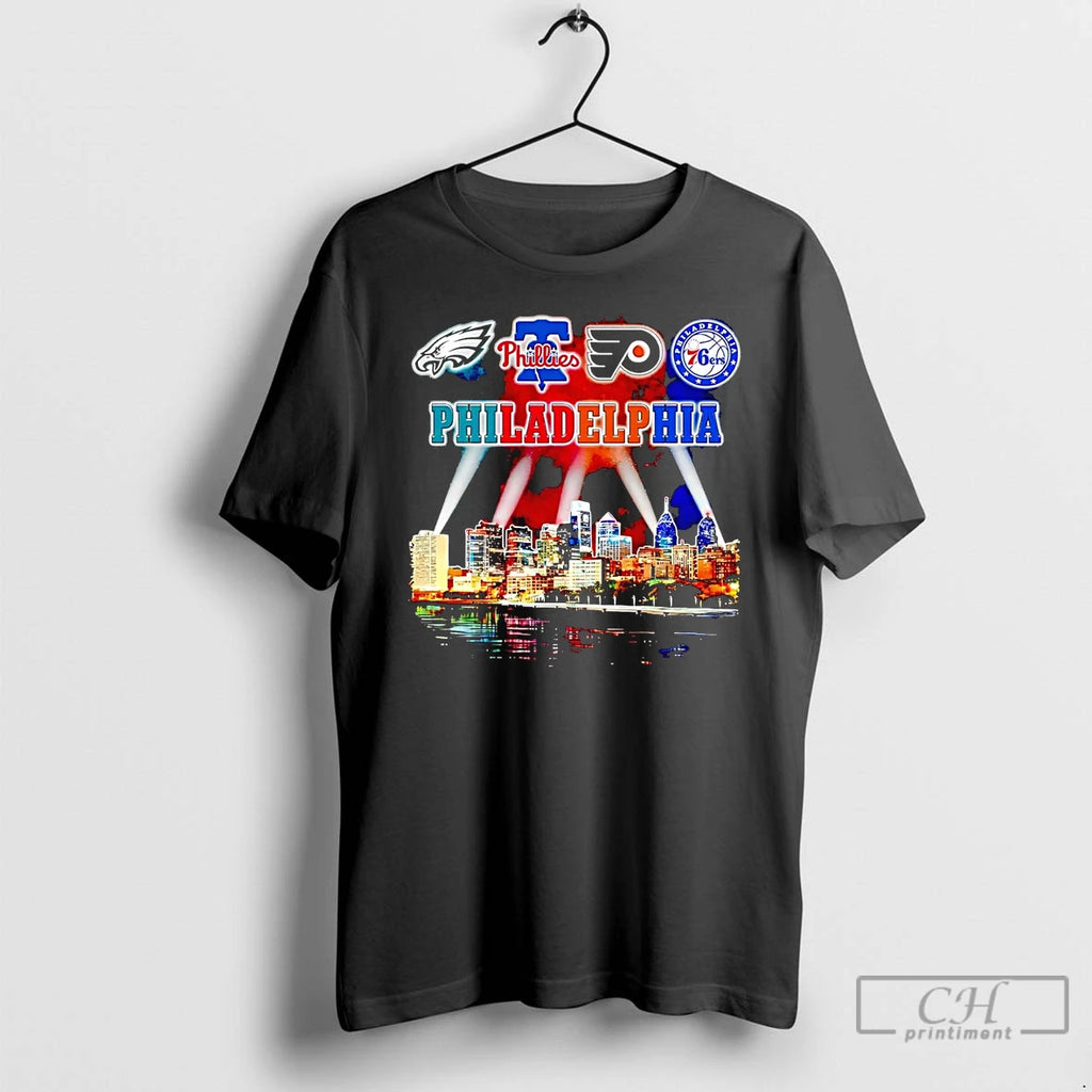 Classic Philadelphia Sports Teams City Skyline T Shirts Hoodie Sweatshirt | PurePodTees.com