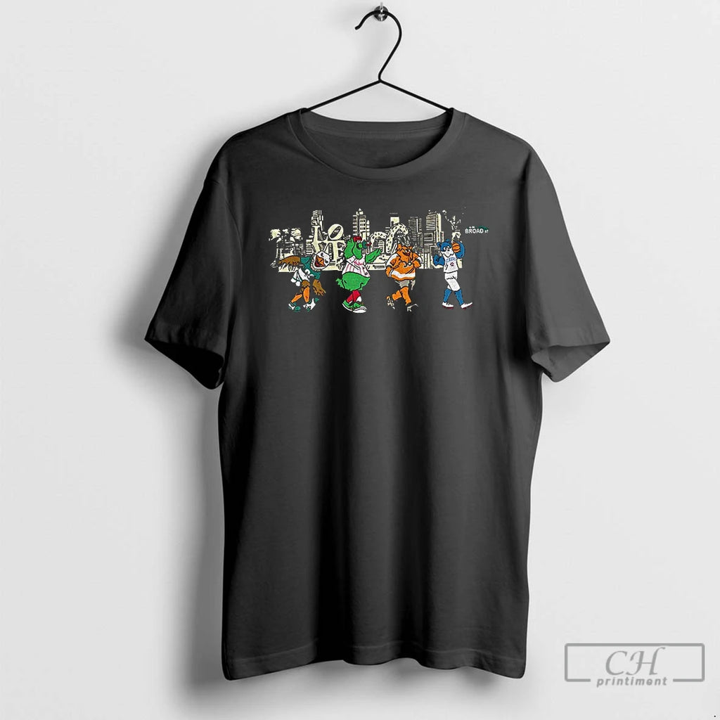 Classic Philly Mascot Broad Street Philadelphia Skyline T Shirts Hoodie Sweatshirt | PurePodTees.com