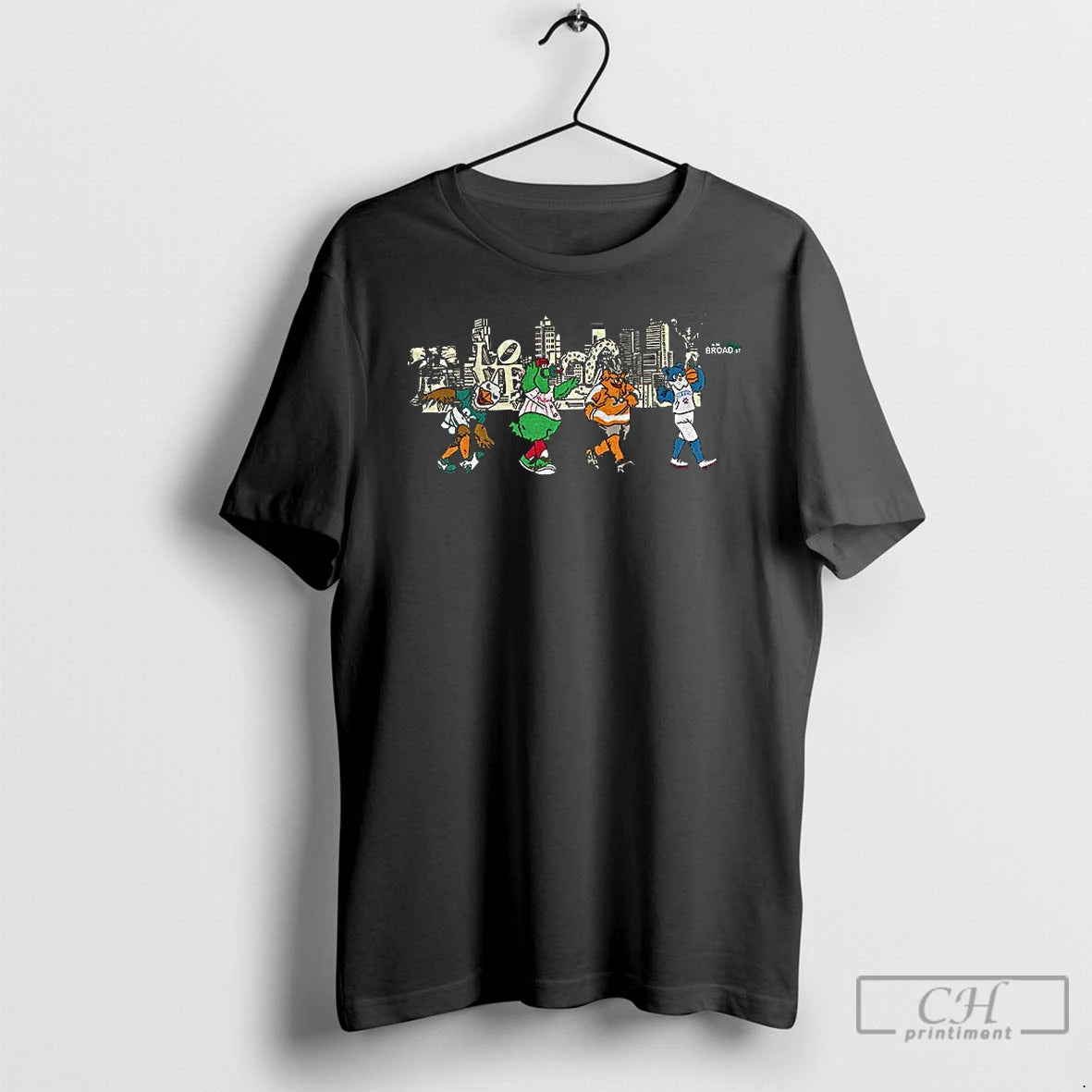 Classic Philly Mascot Broad Street Philadelphia Skyline T Shirts Hoodie Sweatshirt | PurePodTees.com