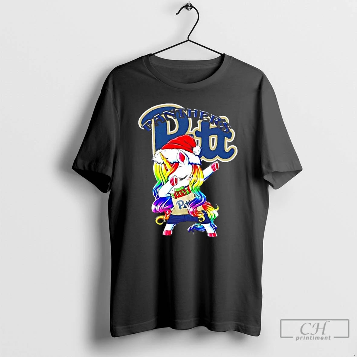 Classic Pittsburgh Panthers Football X Unicorn Santa Hat Dabbing Merry Christmas T Shirts Hoodie Sweatshirt | PurePodTees.com