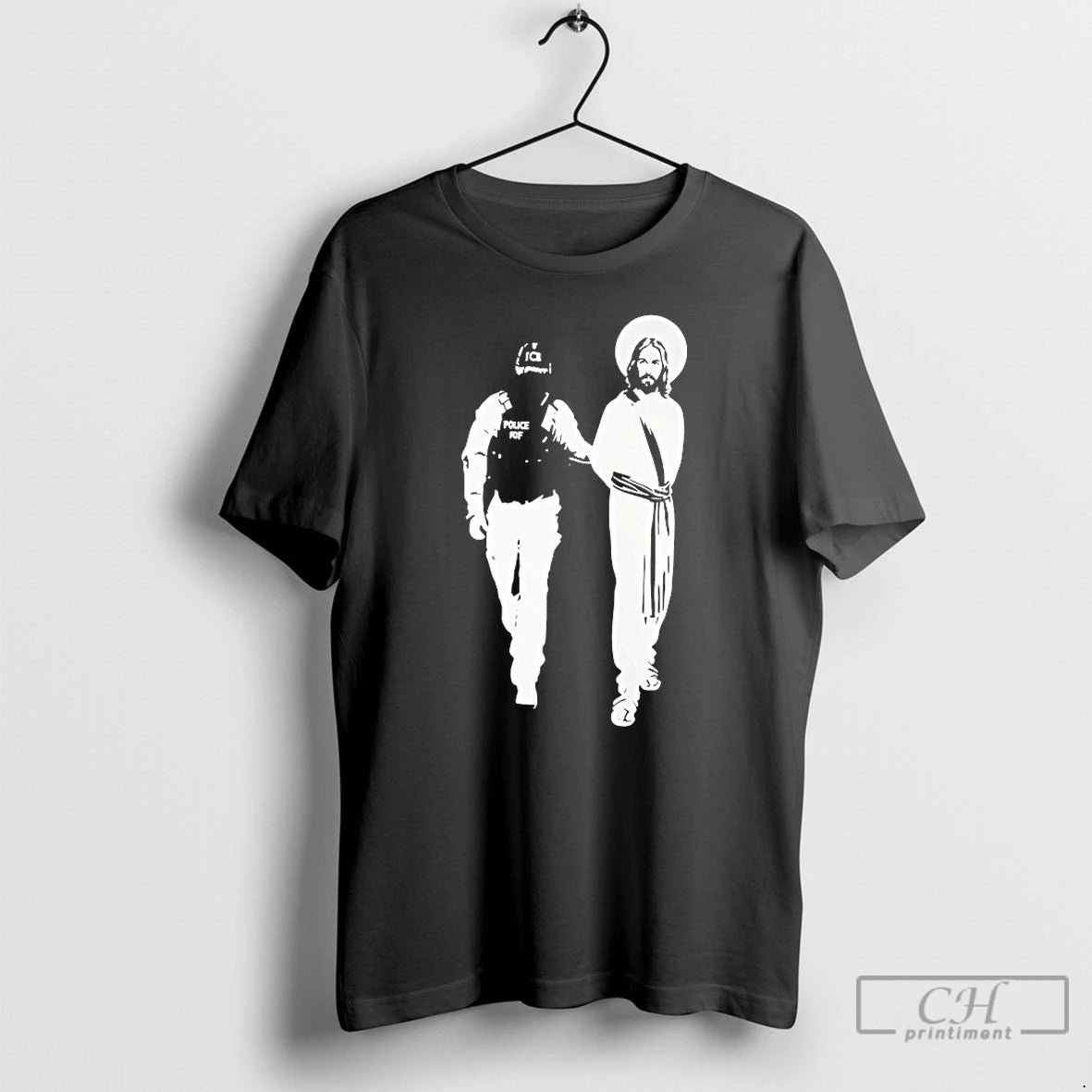 Classic Police Arrested Jesus Ice Detaining Jesus T Shirts Hoodie Sweatshirt | PurePodTees.com