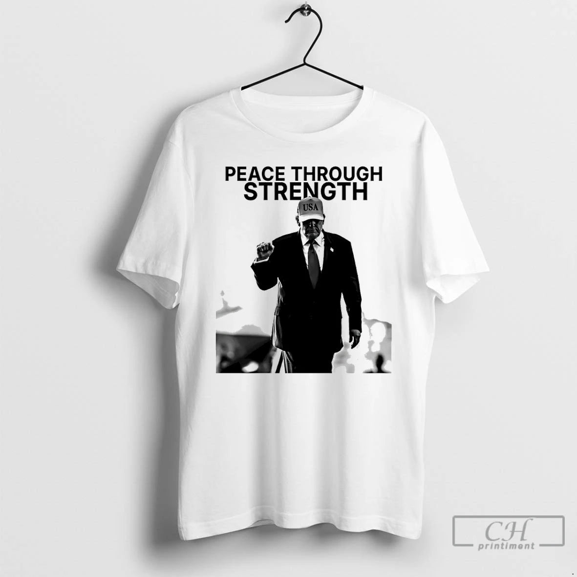 Classic President Trump Peace Through Strength T Shirts Hoodie Sweatshirt | PurePodTees.com