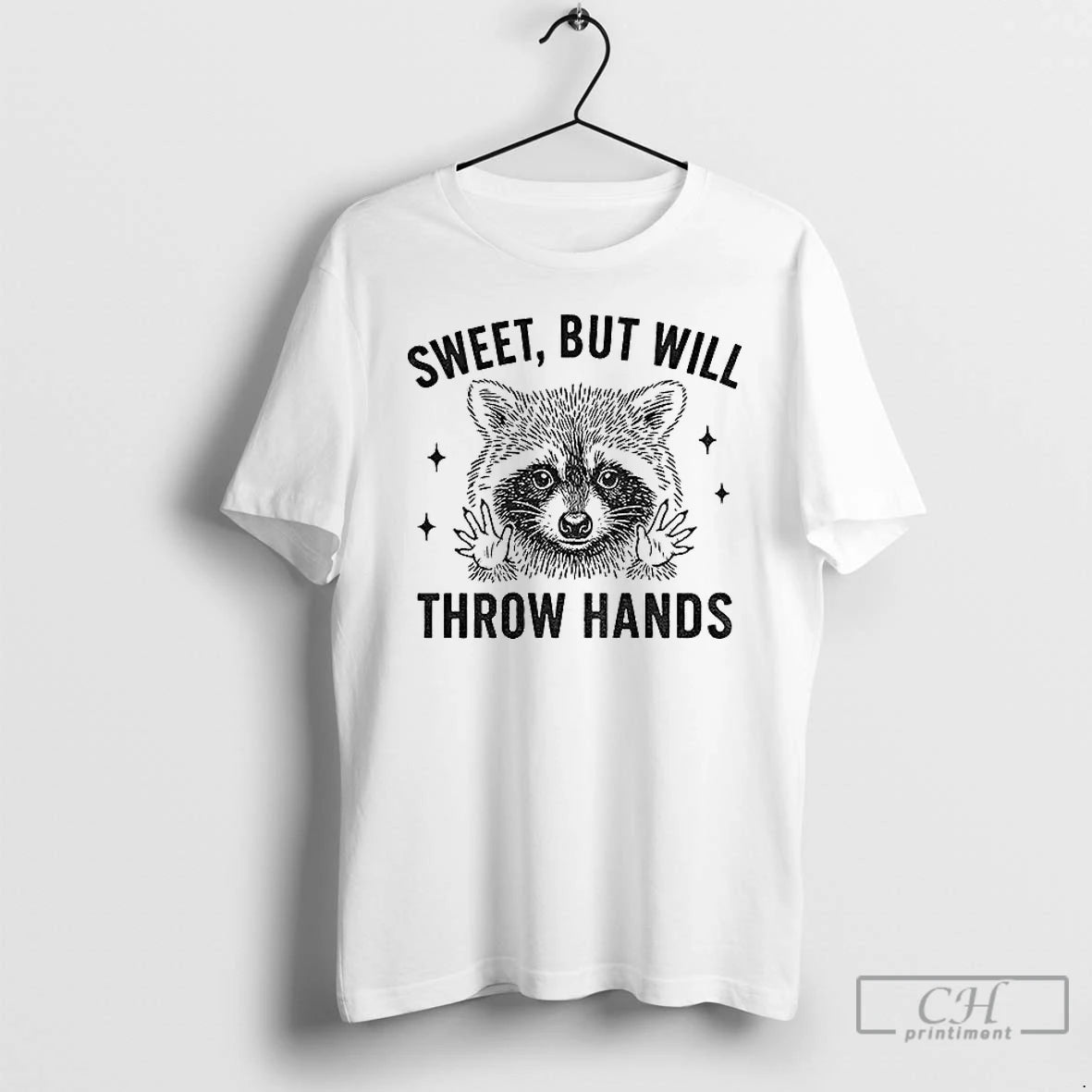 Classic Raccoon Sweet But Will Throw Hands Vintage Shirt Hoodie Sweatshirt | PurePodTees.com