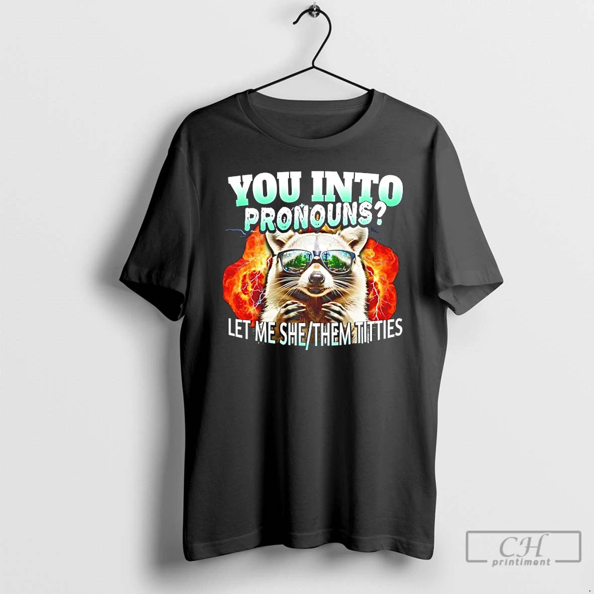 Classic Raccoon You Into Pronouns Let Me She Them Titties T Shirts Hoodie Sweatshirt | PurePodTees.com