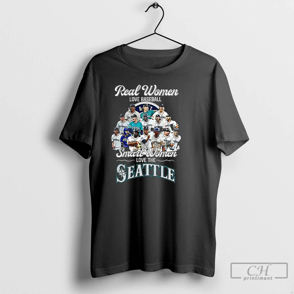 Classic Real Women Love Baseball Smart Women Love The Seattle Mariners 2025 T Shirts