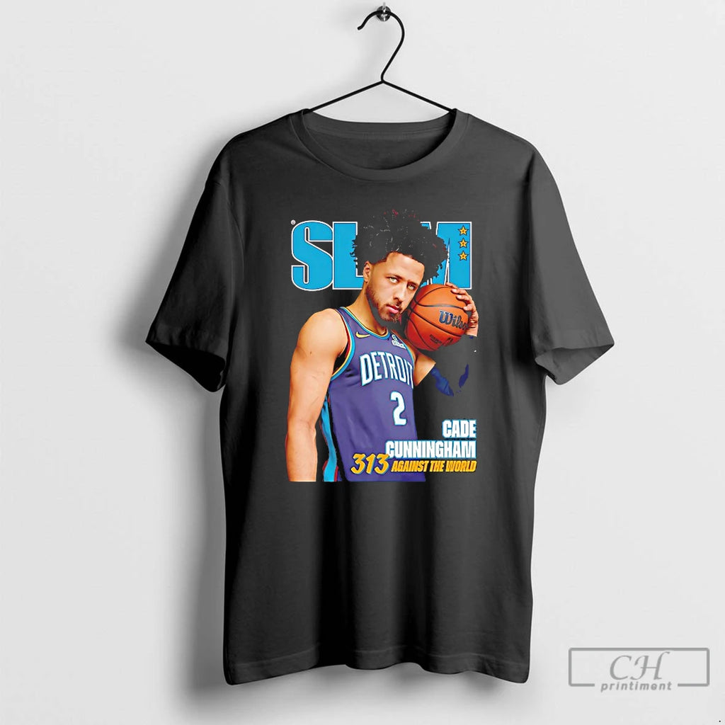 Classic Slam Cade Cunningham Detroit Pistons 313 Against The World Shirt Hoodie Sweatshirt | PurePodTees.com