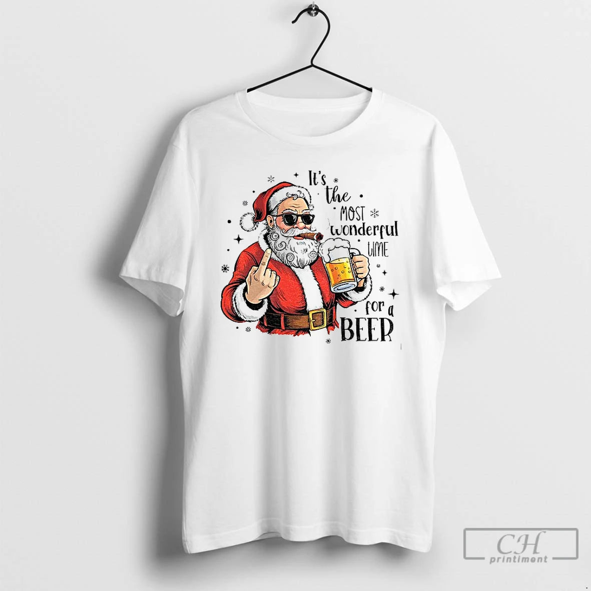 Classic Santa Beer Funny Santa Christmas Its The Most Wonderful Time For A Beer Shirt Hoodie Sweatshirt | PurePodTees.com
