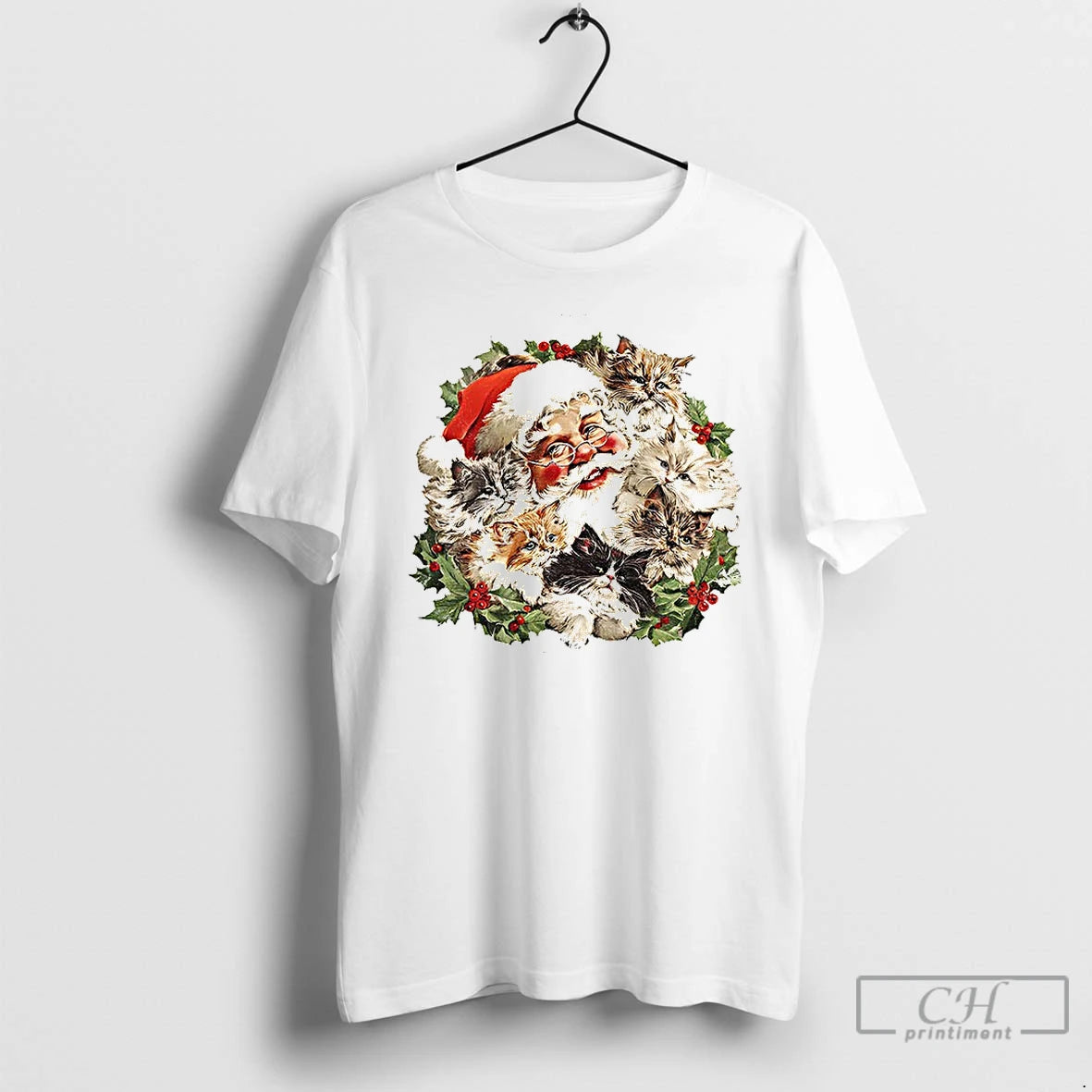 Classic Santa Claus Kittens Christmas Retro 90s Shirt Hoodie Sweatshirt | PurePodTees.com