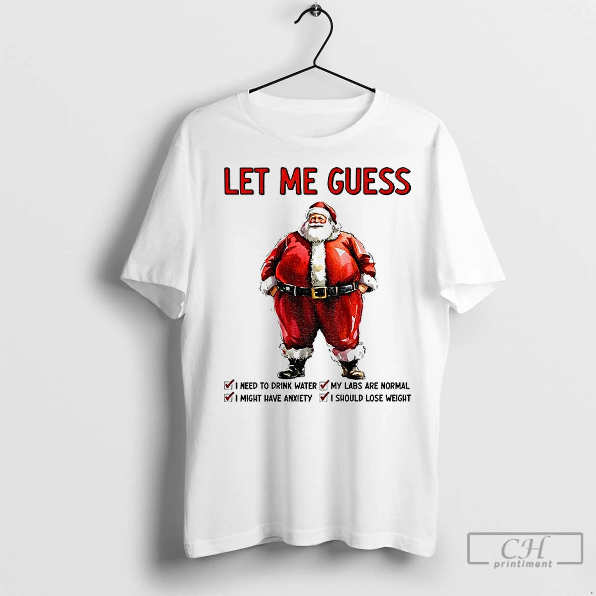 Classic Santa Claus Let Me Guess I Need To Drink Water I Might Have Anxiety Shirt Hoodie Sweatshirt | PurePodTees.com