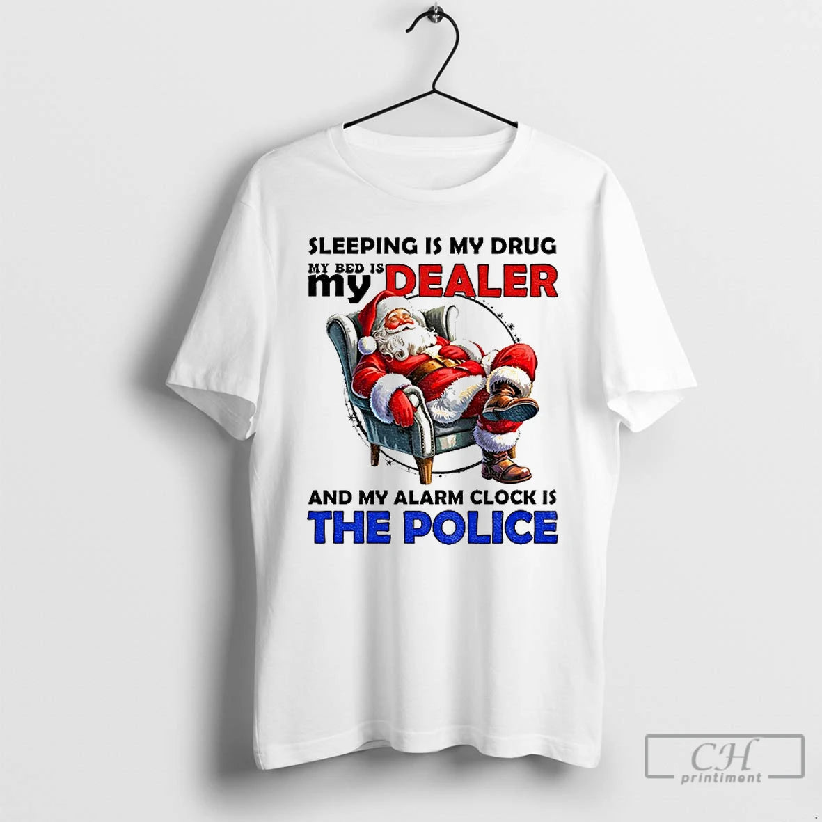 Classic Santa Claus Sleeping Is My Drug My Bed Is My Dealer And My Alarm Shirt Hoodie Sweatshirt | PurePodTees.com