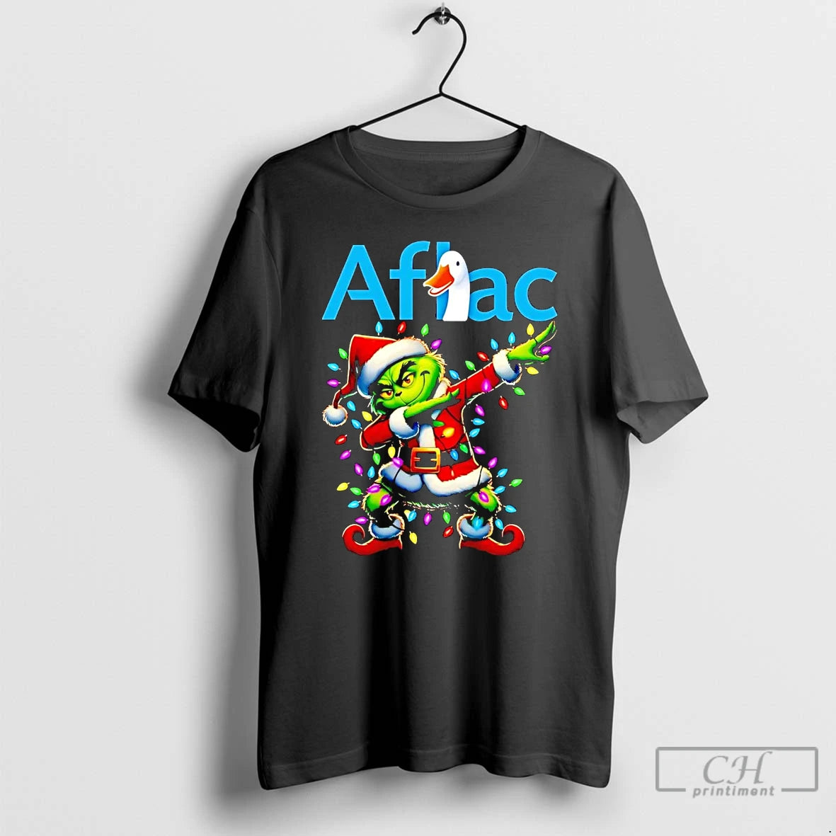 Classic Santa Grinch Dabbing Aflac Christmas Light T Shirts Hoodie Sweatshirt | PurePodTees.com