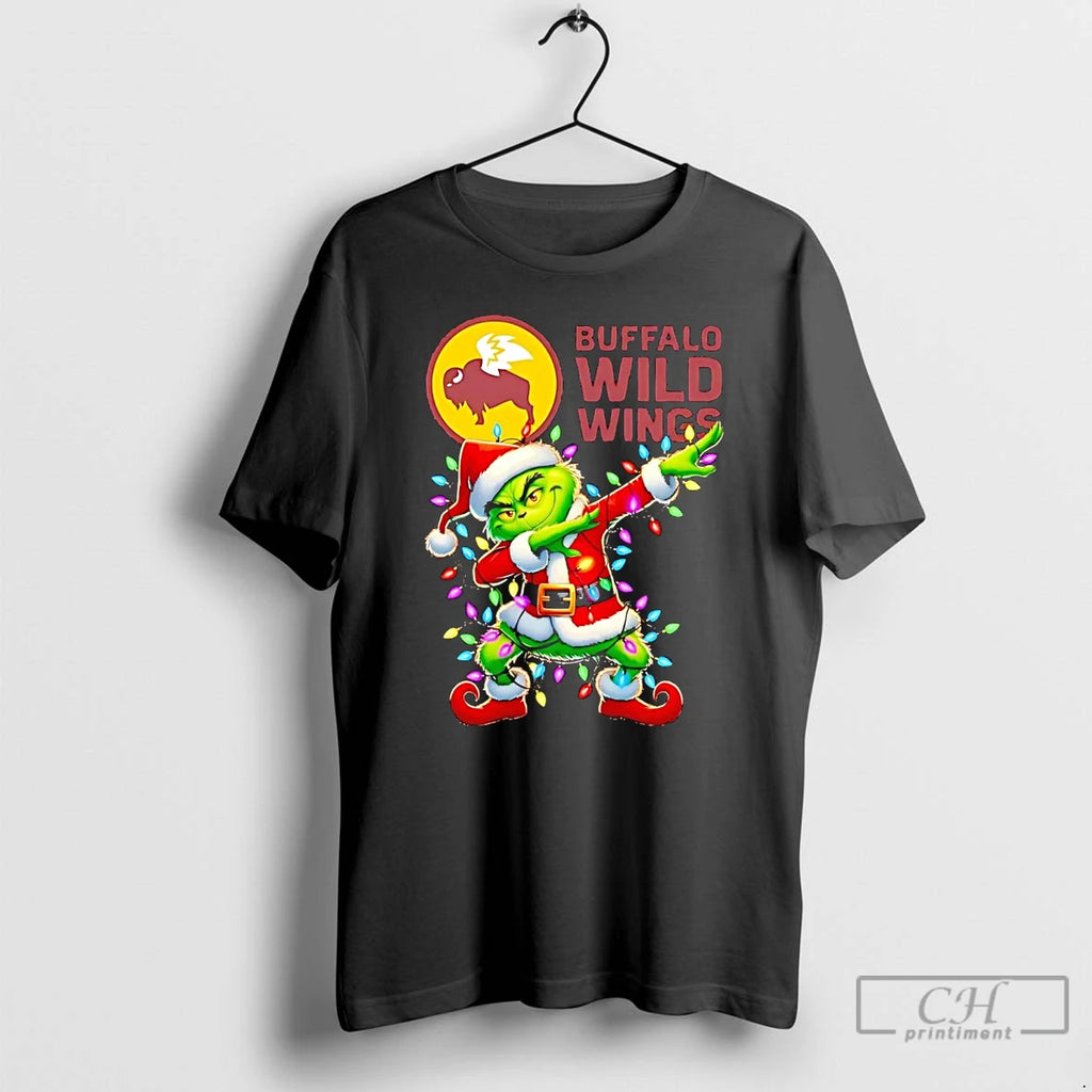 Classic Santa Grinch Dabbing Buffalo Wild Wings Christmas Light T Shirts Hoodie Sweatshirt | PurePodTees.com