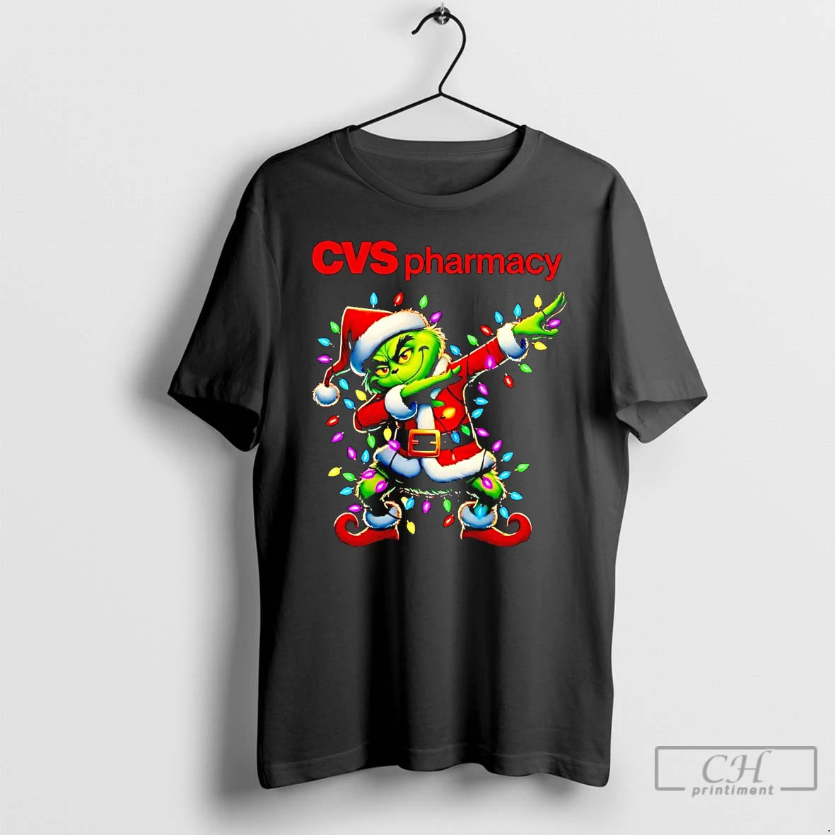 Classic Santa Grinch Dabbing Cvs Pharmacy Christmas Light T Shirts Hoodie Sweatshirt | PurePodTees.com