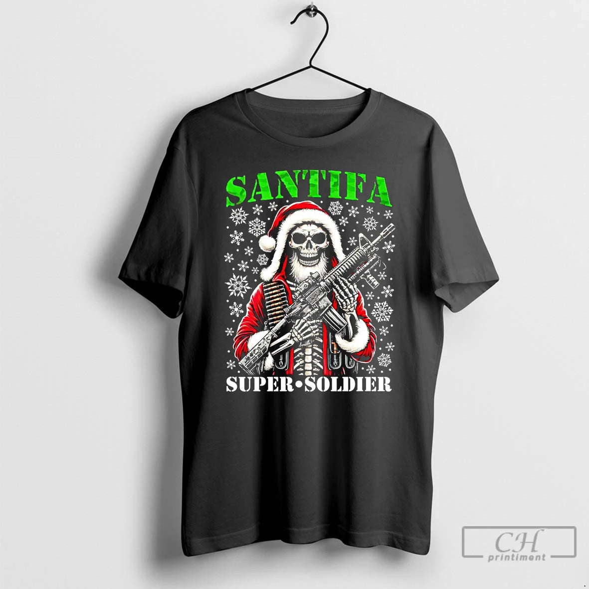 Classic Santa Skull Santifa Super Soldier Christmas T Shirts Hoodie Sweatshirt | PurePodTees.com