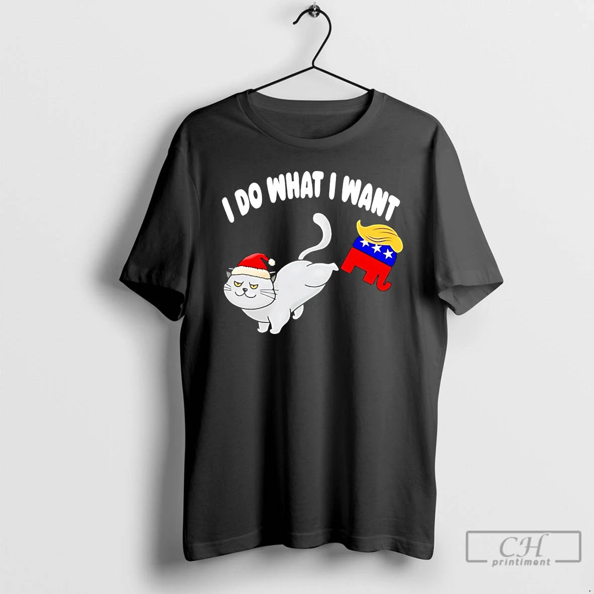 Classic Santa Cat Kicking Trump I Do What I Want Christmas T Shirts Hoodie Sweatshirt | PurePodTees.com