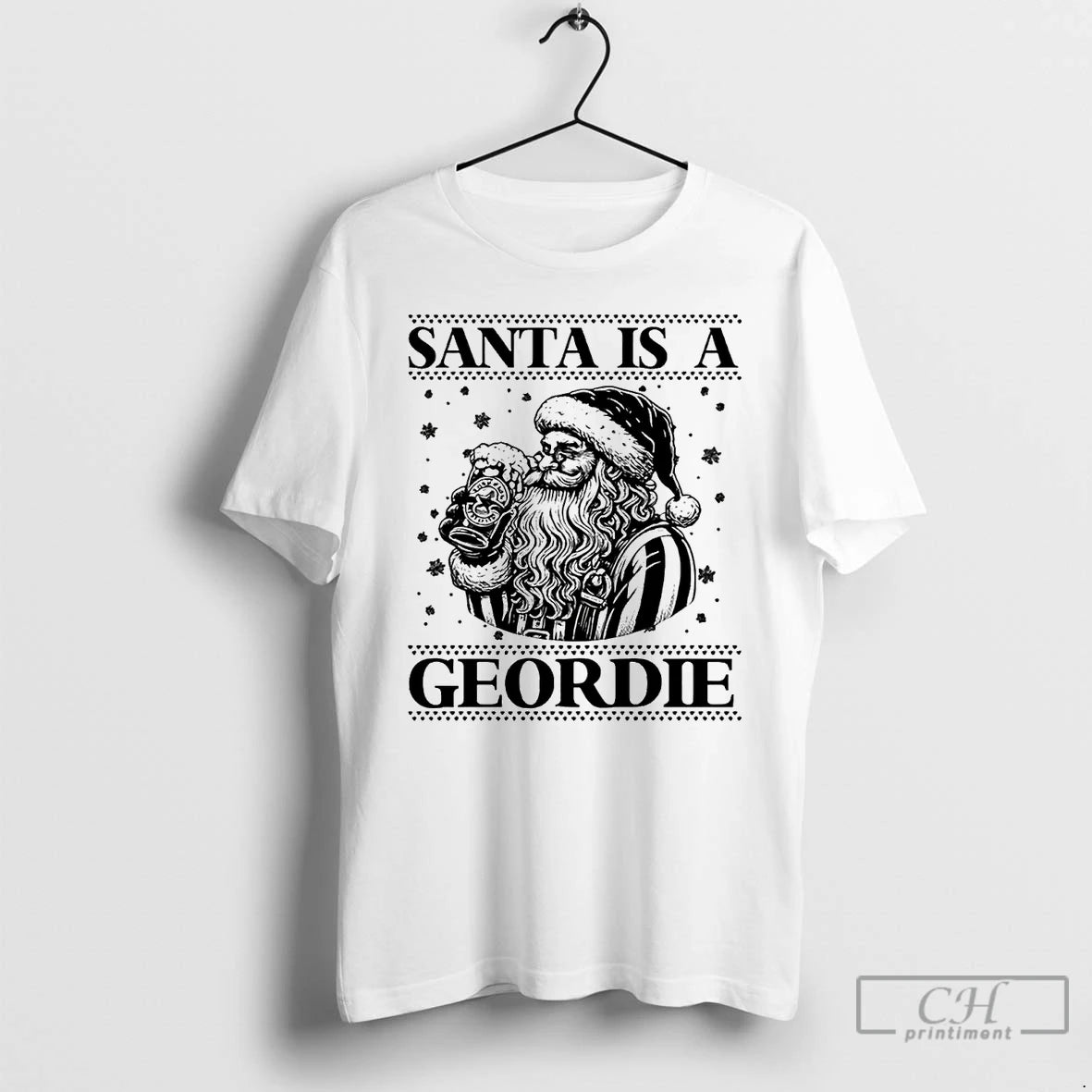 Classic Santa Is A Geordie Beer Drinker Christmas Shirt Hoodie Sweatshirt | PurePodTees.com