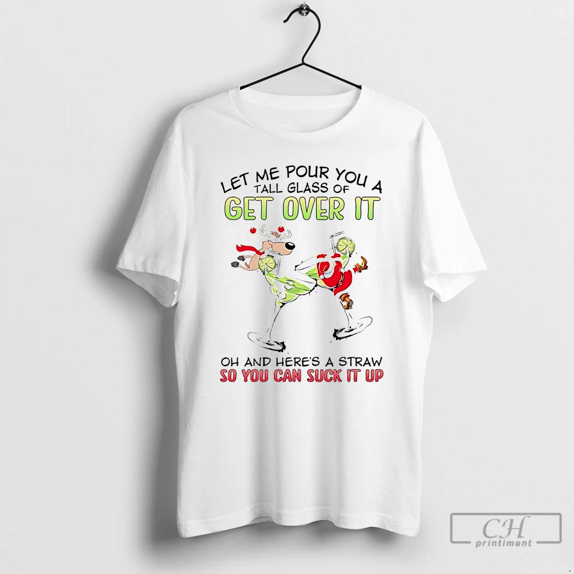 Classic Santa Let Me Pour You A Tall Glass Of Get Over It Christmas Shirt Hoodie Sweatshirt | PurePodTees.com