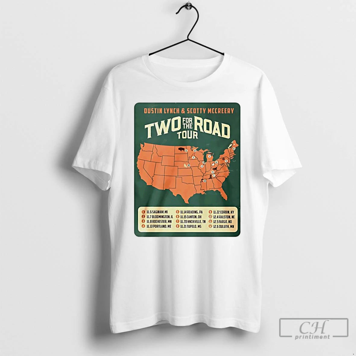 Classic Scotty Mccreery And Dustin Lynch Two For The Road Tour 2025 T Shirts Hoodie Sweatshirt | PurePodTees.com