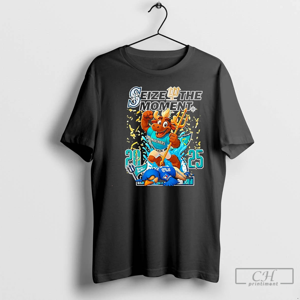Classic Seattle Mariners 2025 Baseball Seize The Moment Mascot Christmas T Shirts Hoodie Sweatshirt | PurePodTees.com