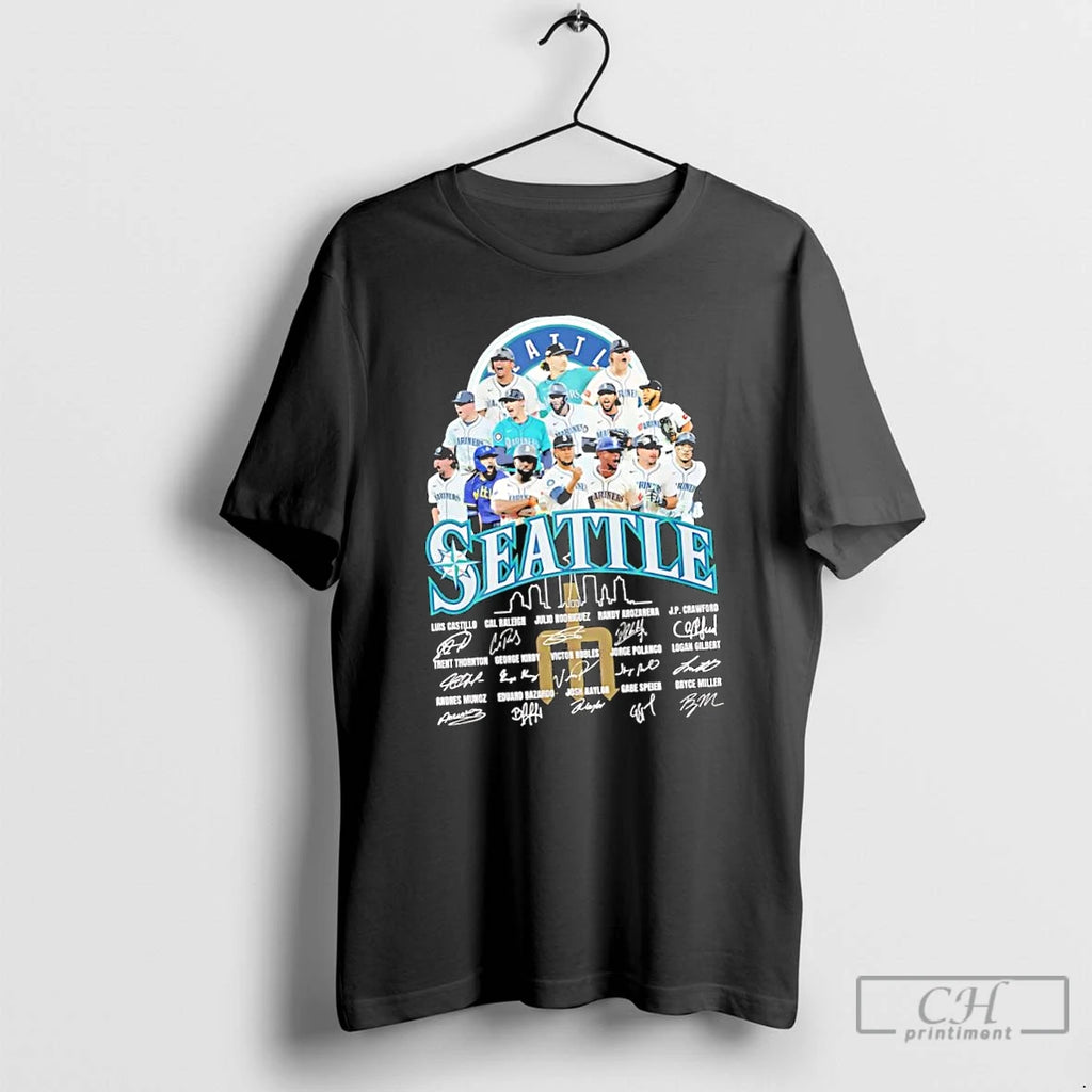 Classic Seattle Mariners Baseball Team Signatures All Players T Shirts