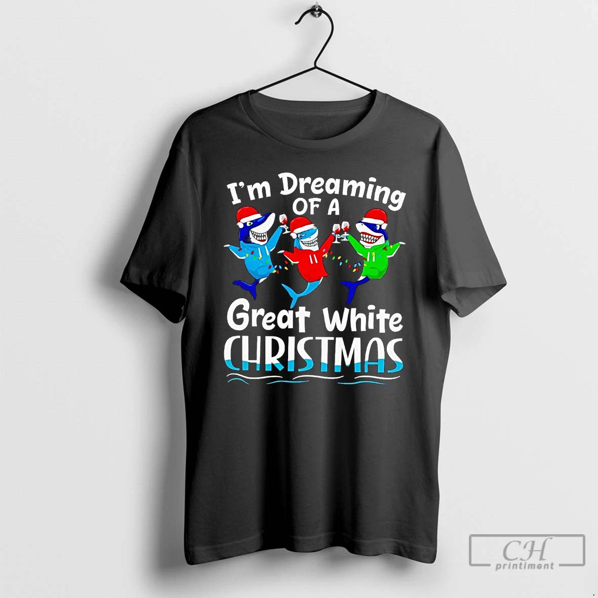 Classic Shark Im Dreaming Of A Great White Christmas Shirt Hoodie Sweatshirt | PurePodTees.com